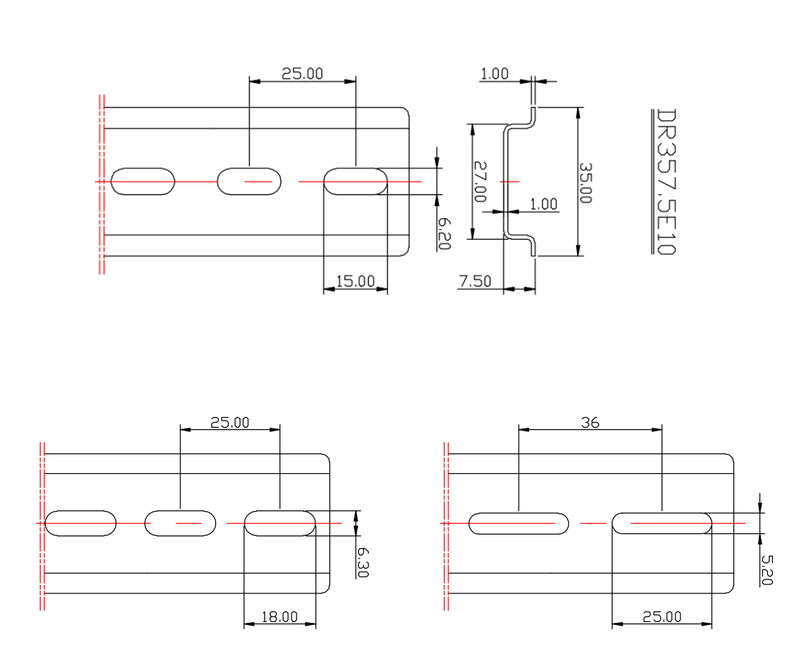 din rail drawing din rail drawing
